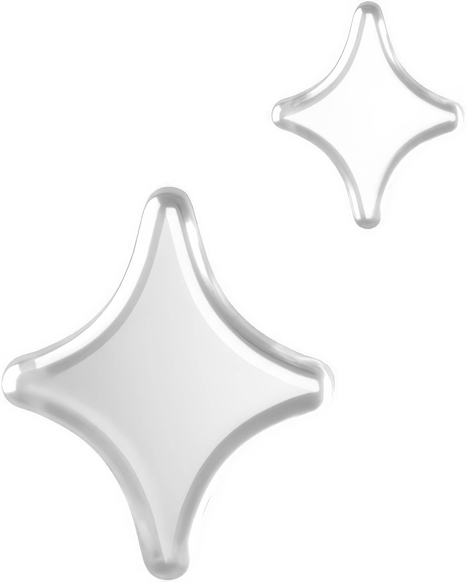 2 white 3D stars - one big, one little