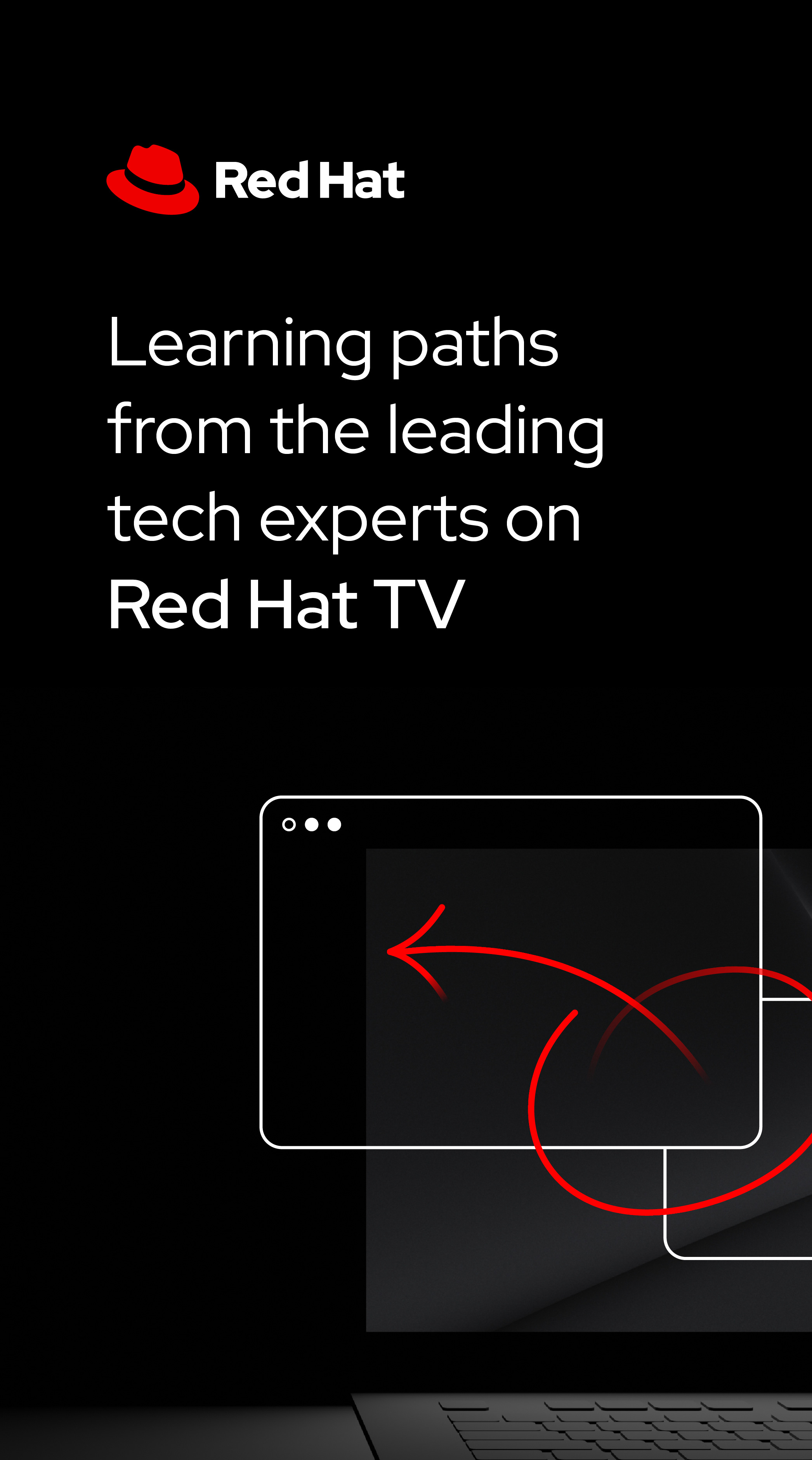 A Red Hat TV ad with annotations.