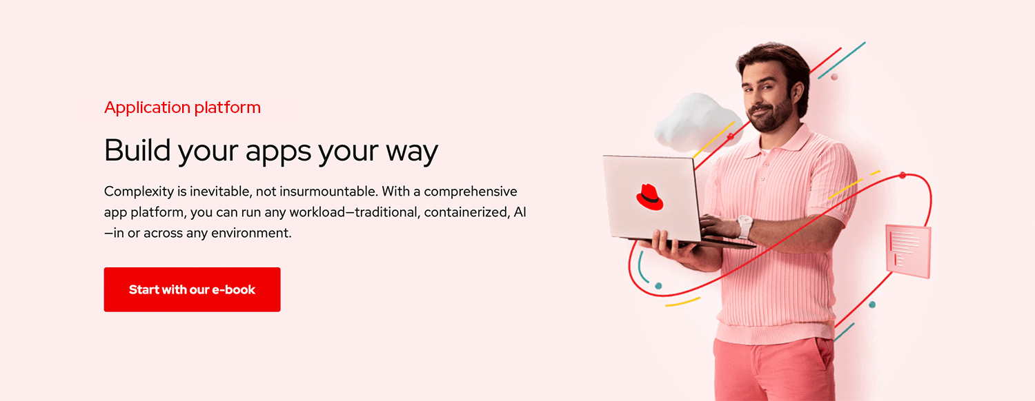 A screenshot of the Red Hat application platform solutions website.