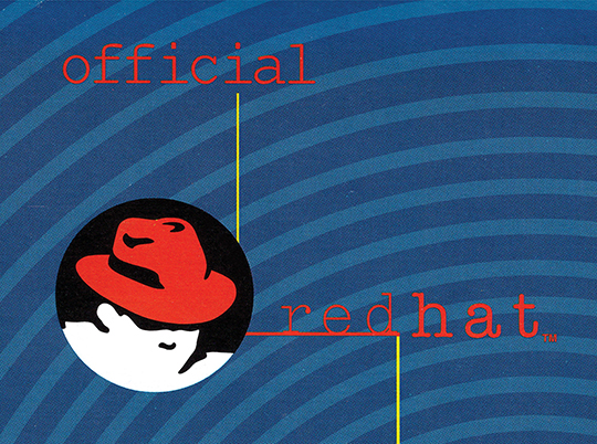 Shadowman featured on the official Red Hat Linux version 4.2 box.