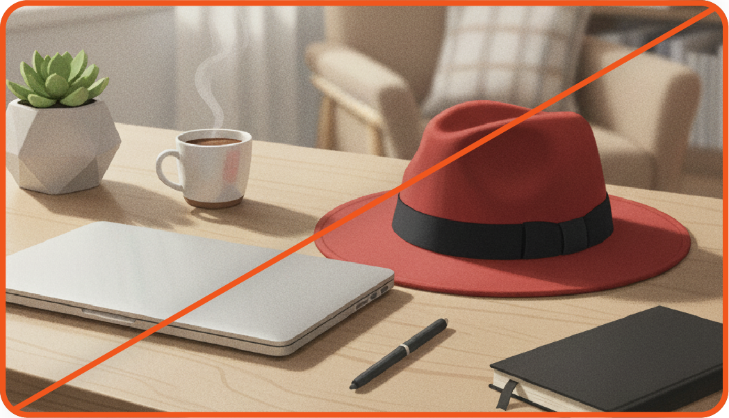 Image showing misuse: An image features fedoras created by generative AI.