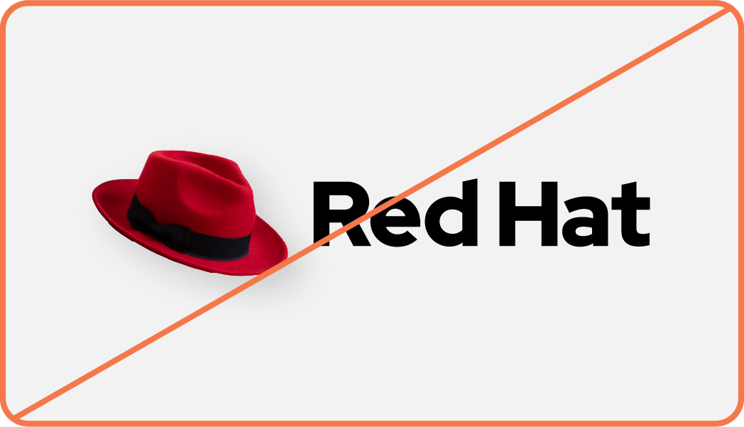 Image showing misuse: The Red Hat logo, but the hat has been replaced with the photo of a fedora.