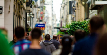 People walking on a city street