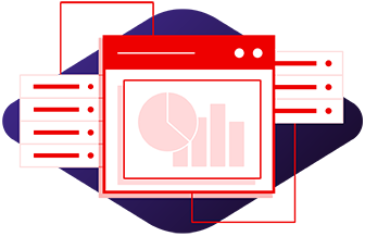 A graphic representation of a browser dashboard with server stacks on both sides.