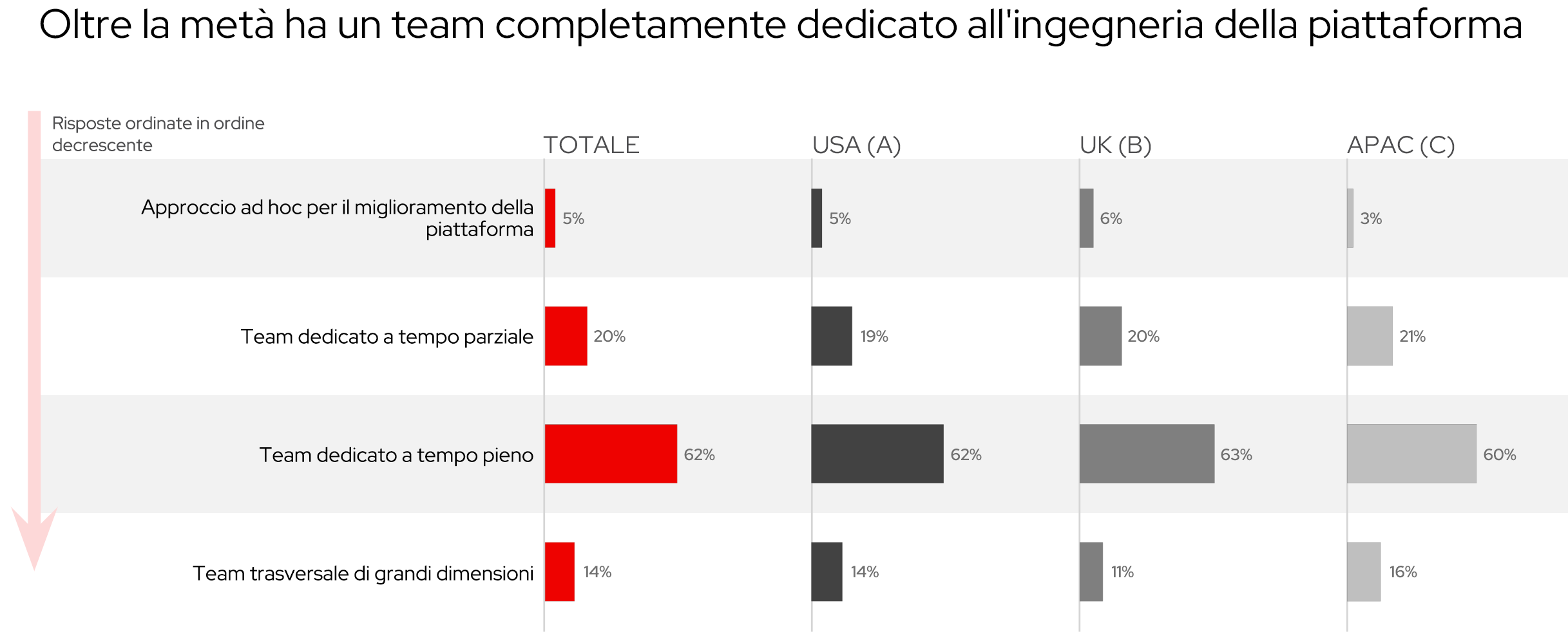 Figura 11. Suddivisione dei team completamente dedicati per area geografica