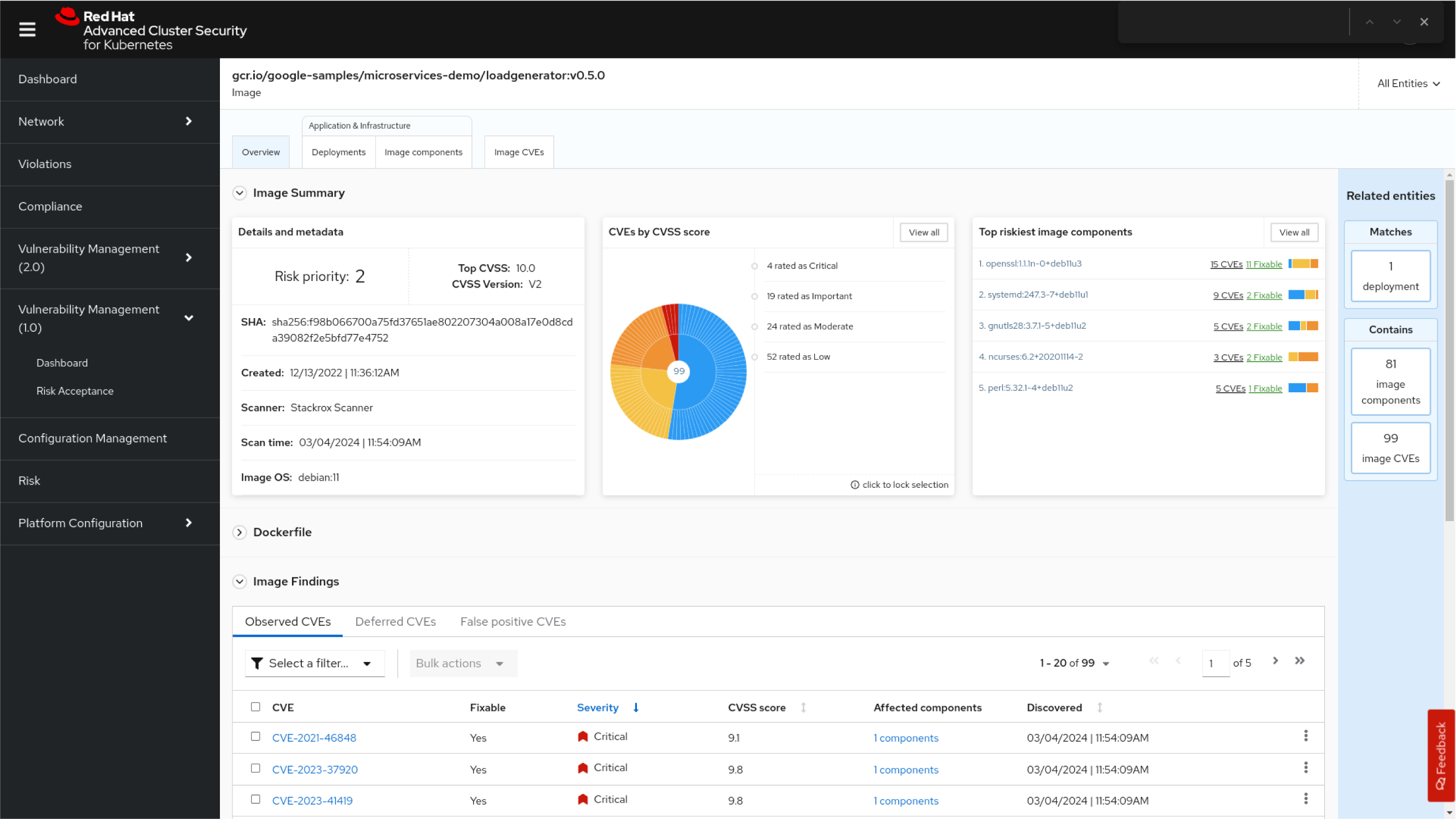Figure 2. Image summary details