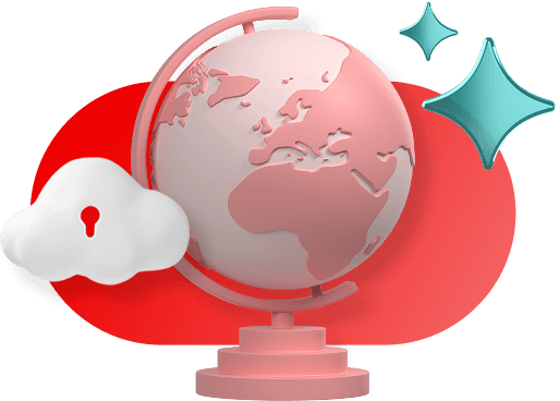 ピンクの地球儀に浮かぶソブリンクラウドと AI