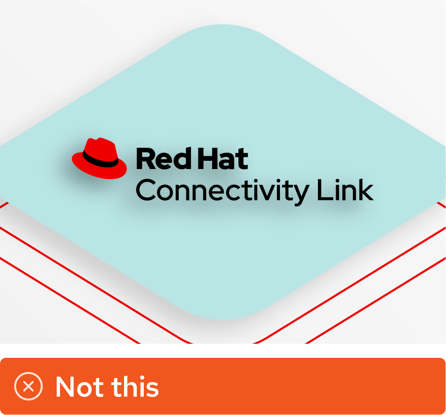 Image showing misuse: The Red Hat Connectivity Link logo placed on top of the diamond base shape. The logo has a drop shadow effect.