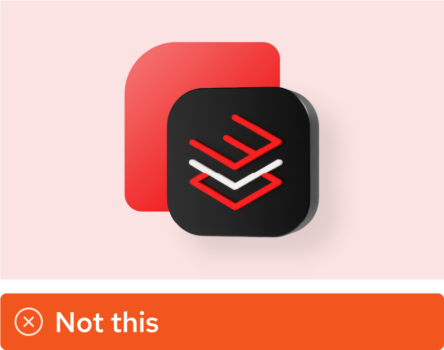 Image showing misuse: The technology icon for Red Hat Enterprise Linux has been flipped horizontally so that the symbol is backwards.