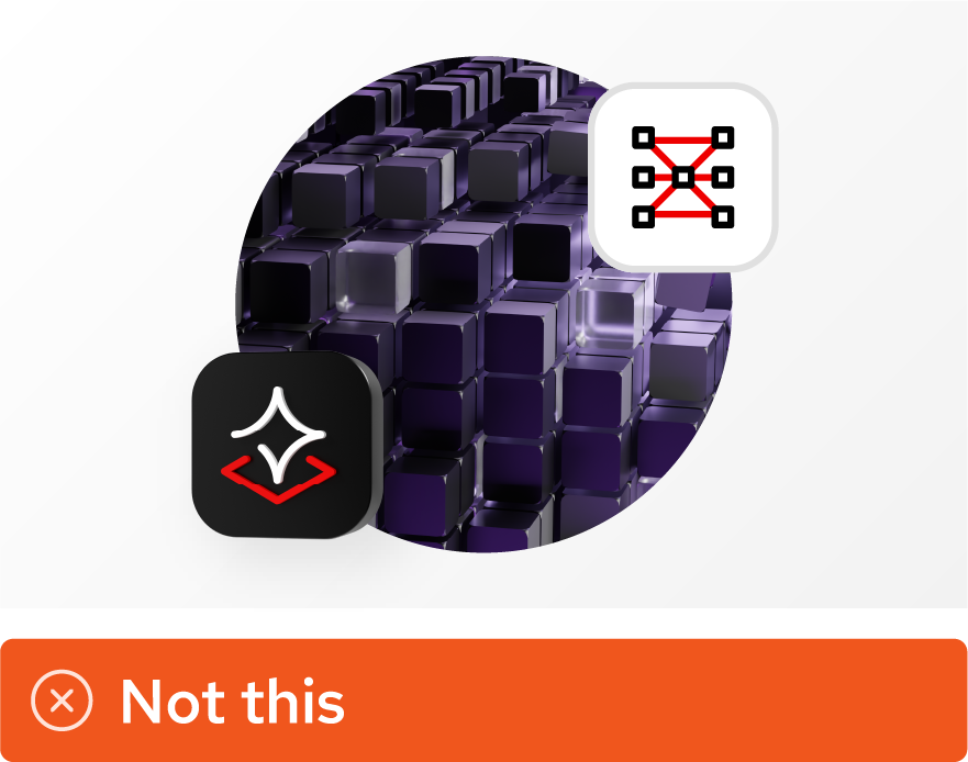 Image showing misuse: A collage featuring one 3D technology icon and one 2D technology icon.