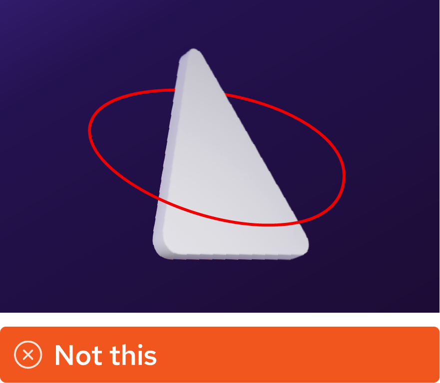 Image showing misuse: A single triangle from the artwork for automation has been cut out and used with a base shape.