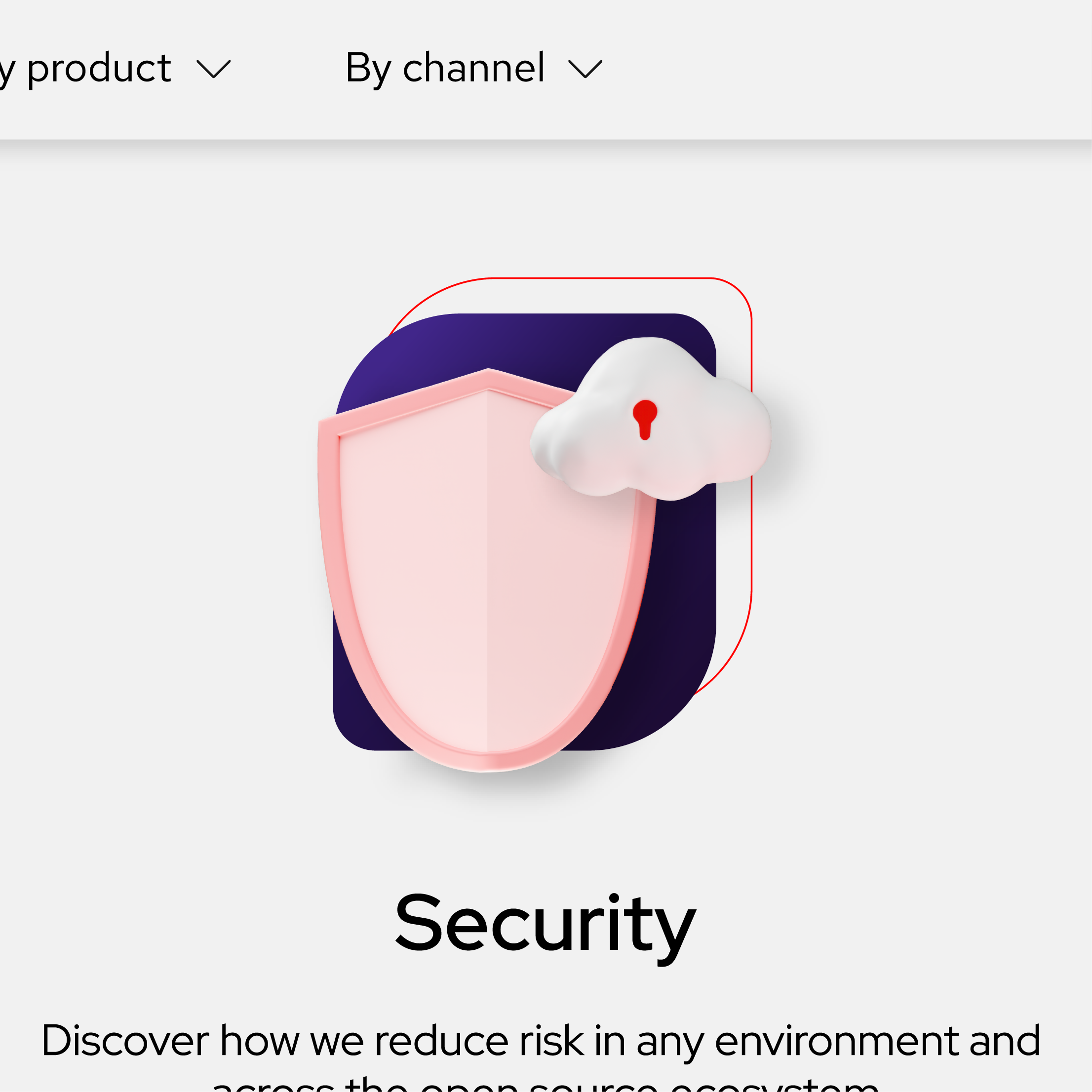 A screenshot shows a hybrid style collage at the top of a blog page. Behind a 3D shield and cloud is a rectangle base shape filled with purple. Behind it is the same rectangle used as a red stroke line, offset up and to the right a few pixels.