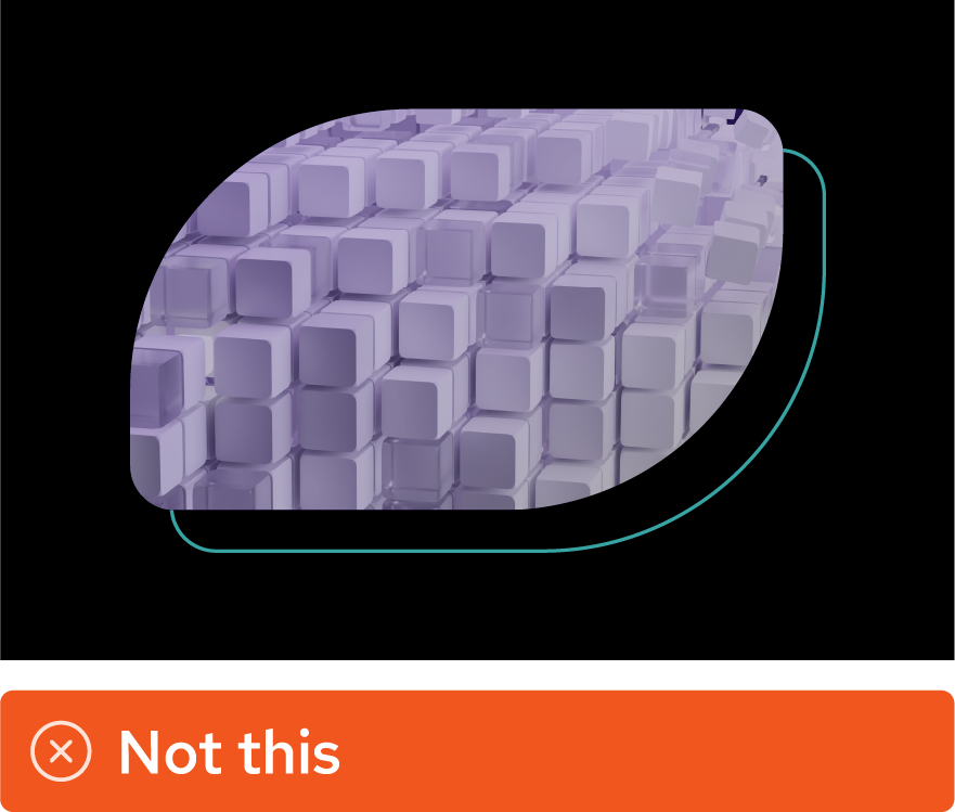 Image showing misuse: The rectangle base shape is used as a frame in a collage. Two of the corners have been rounded much more than 3 times the radius of the other two corners, giving the rectangle an odd shape.