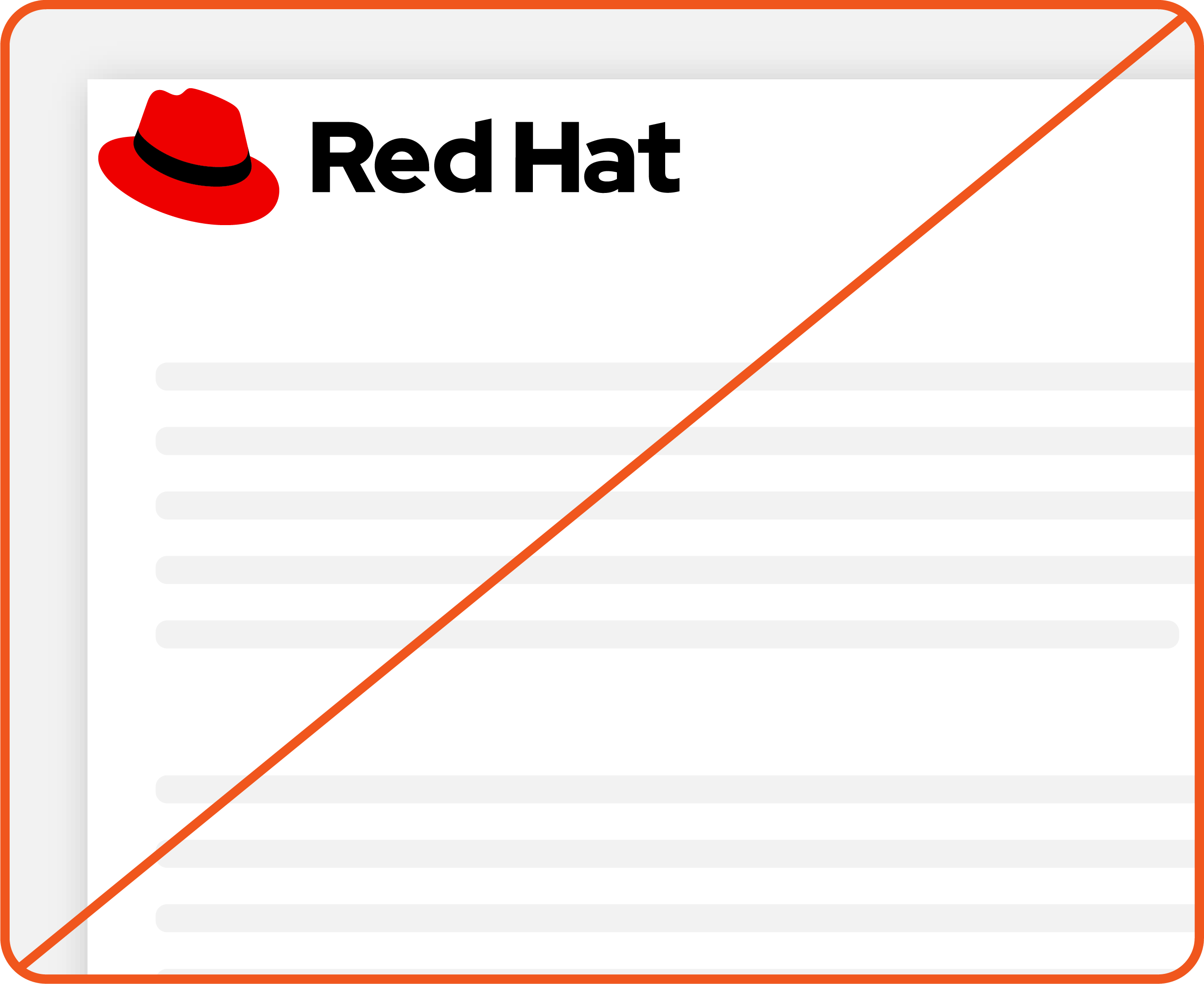 Image showing misuse: The upper left corner of a document shows version A of the Red Hat logo crammed against the edges of the document with no margin or clear space.
