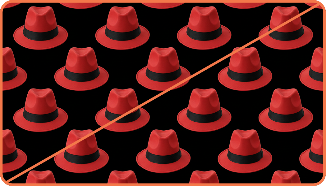 Image showing misuse: An AI-generated pattern of fedoras.