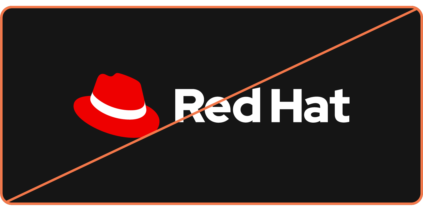Image showing misuse: The Red Hat logo with a white band on the hat.