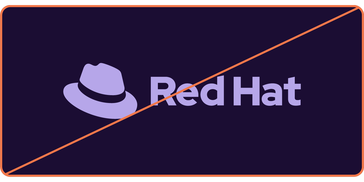 Image showing misuse: The Red Hat logo in purple.