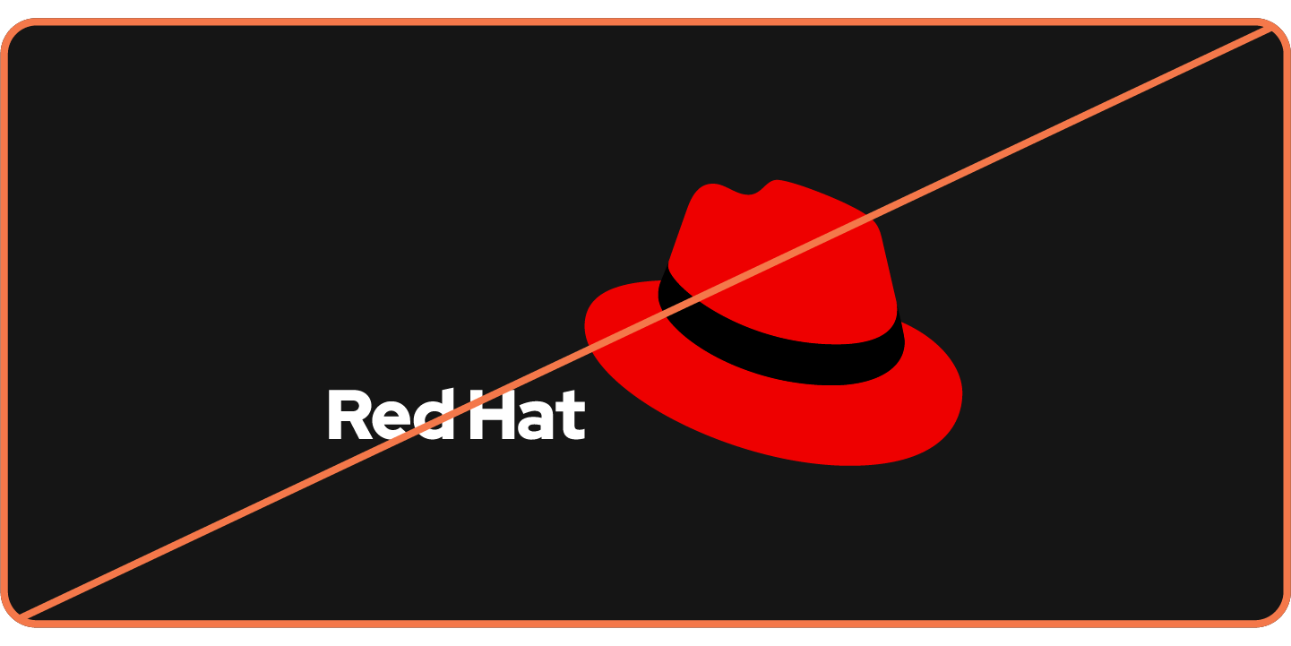 Image showing misuse: The Red Hat logo with the hat moved to the right side of the text and enlarged.