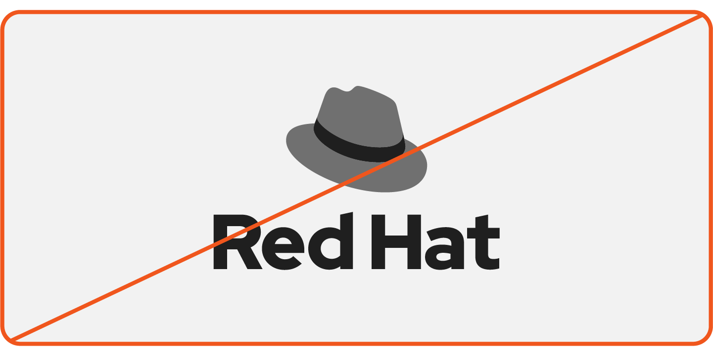 Image showing misuse: The Red Hat logo in grayscale.
