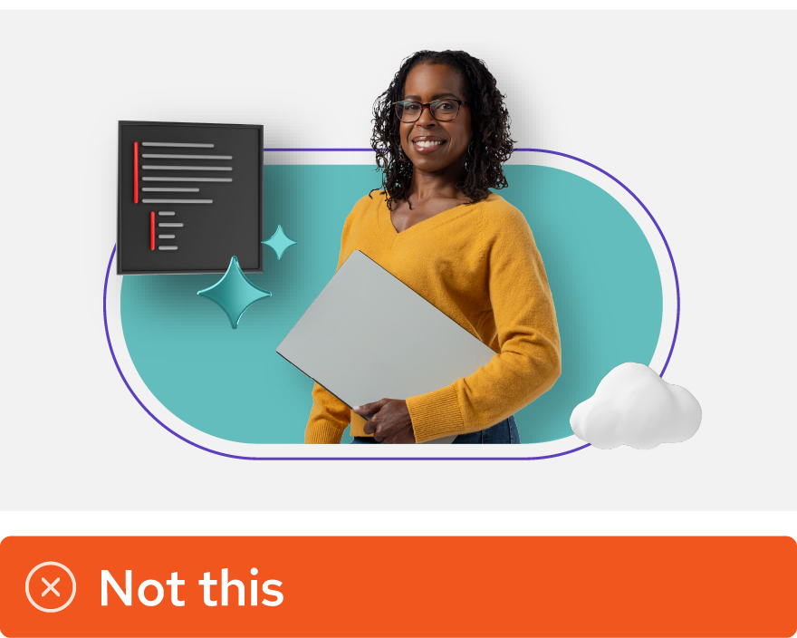 Image showing misuse: A collage with teal and yellow as the most dominant colors.