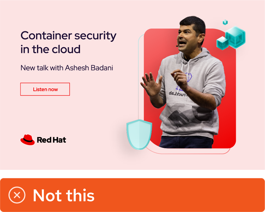 Image showing misuse: A collage on a social media image shows a photo of a speaker presenting that has been cut out and placed on a base shape as though it is a studio portrait.