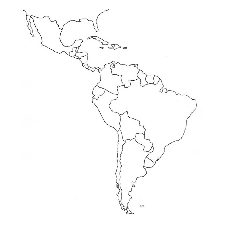 Outline map of South America