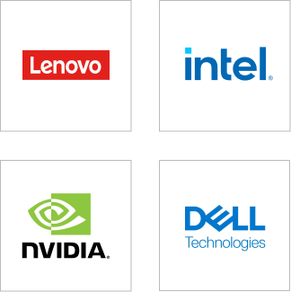 Logos de partenaires : Lenovo, Intel, NVIDIA, Dell