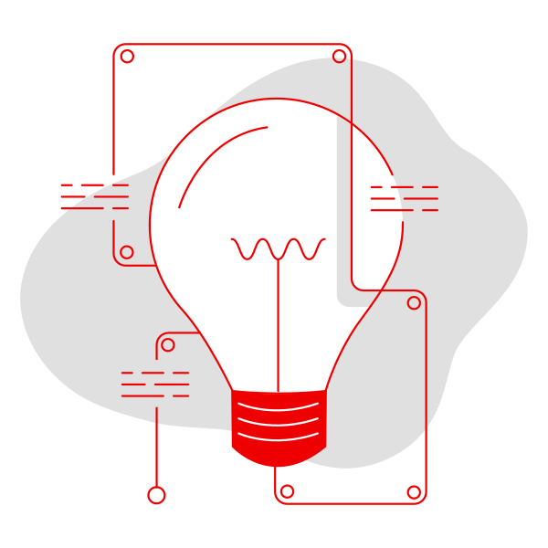 Illustration of white lightbulb with red base