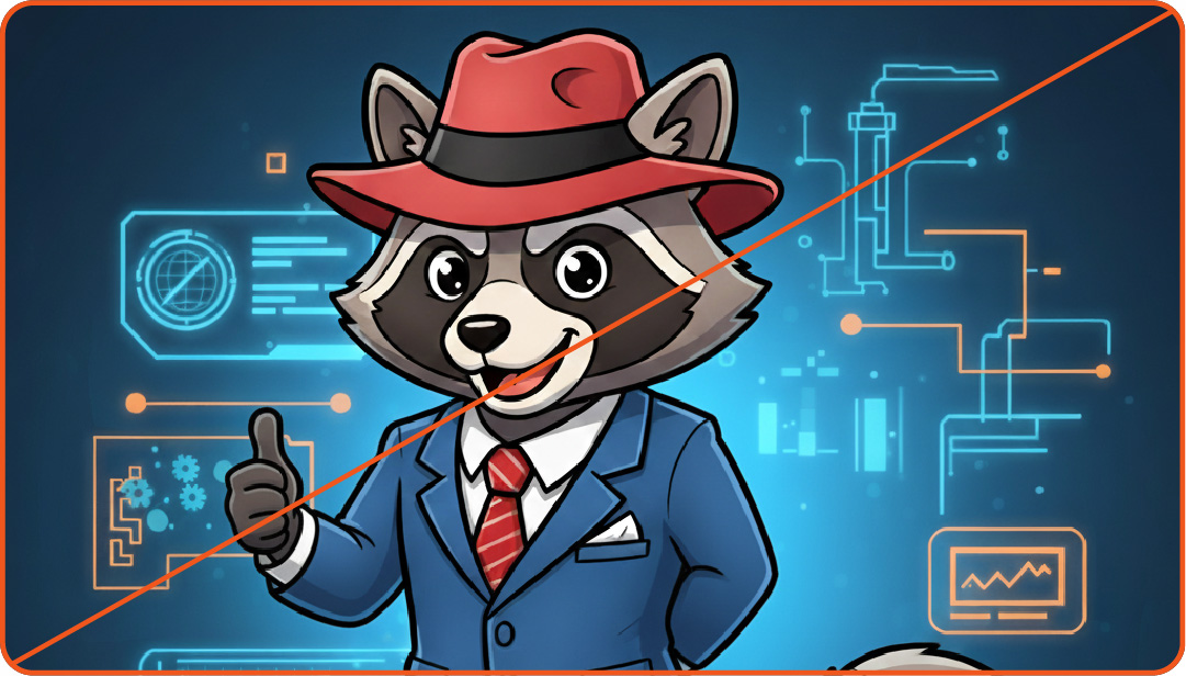 Image showing misuse: AI generated image of a raccoon wearing a red fedora.
