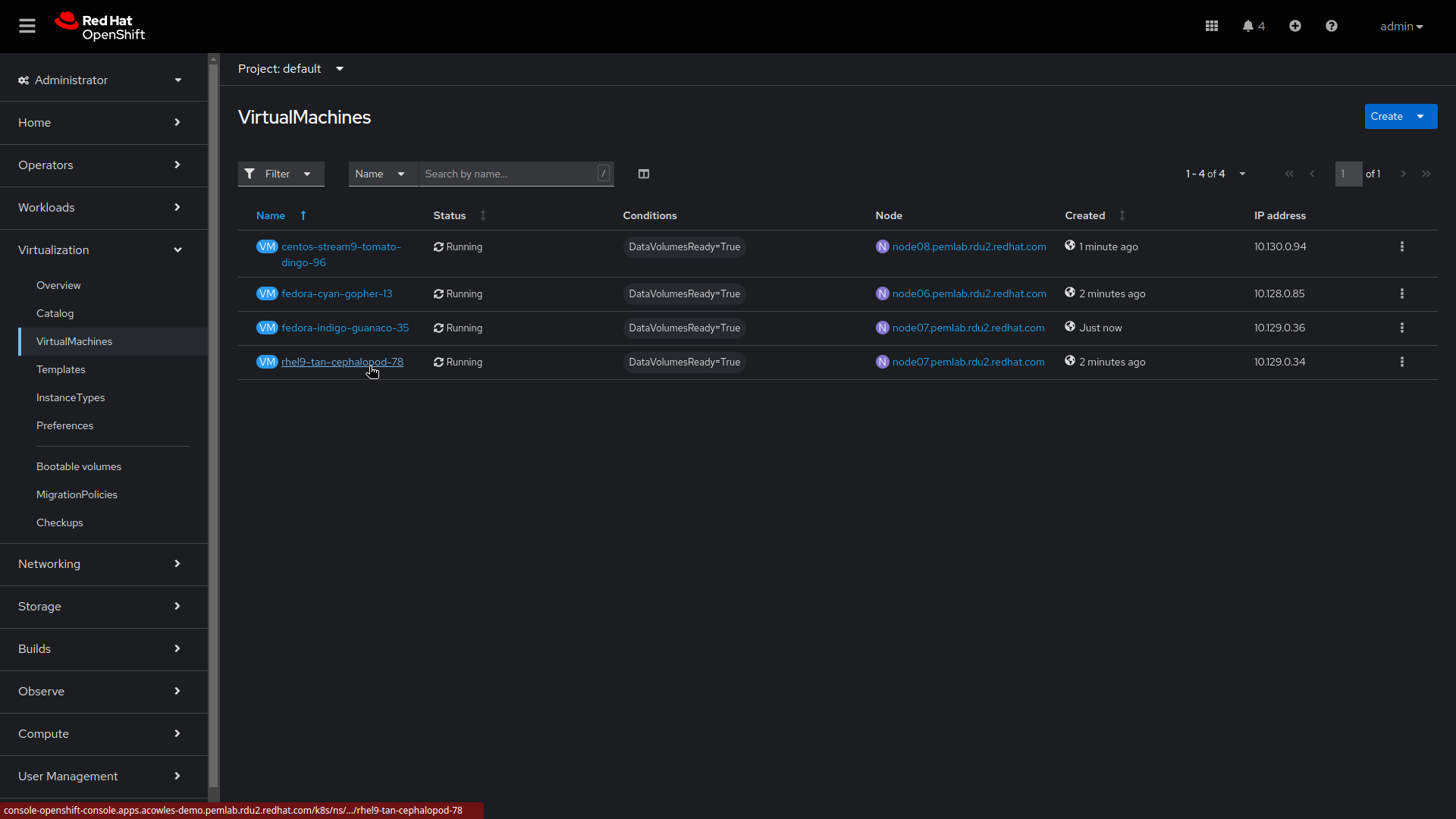  Image of screen showing VirtualMachine details page