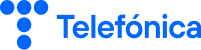 Telefónica logo with a T-shape made of five blue dots and the wordmark in blue font