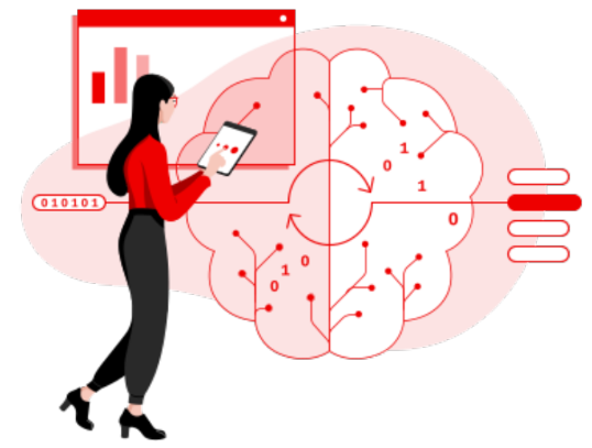 Women standing working on a tablet