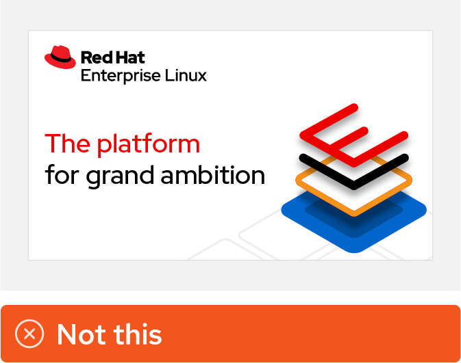 Image showing misuse: A social media asset advertising Red Hat AI using the approved Red Hat AI platform artwork, but the artwork has been altered to use blue and orange.