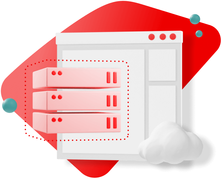 Collage of an application window and virtual server