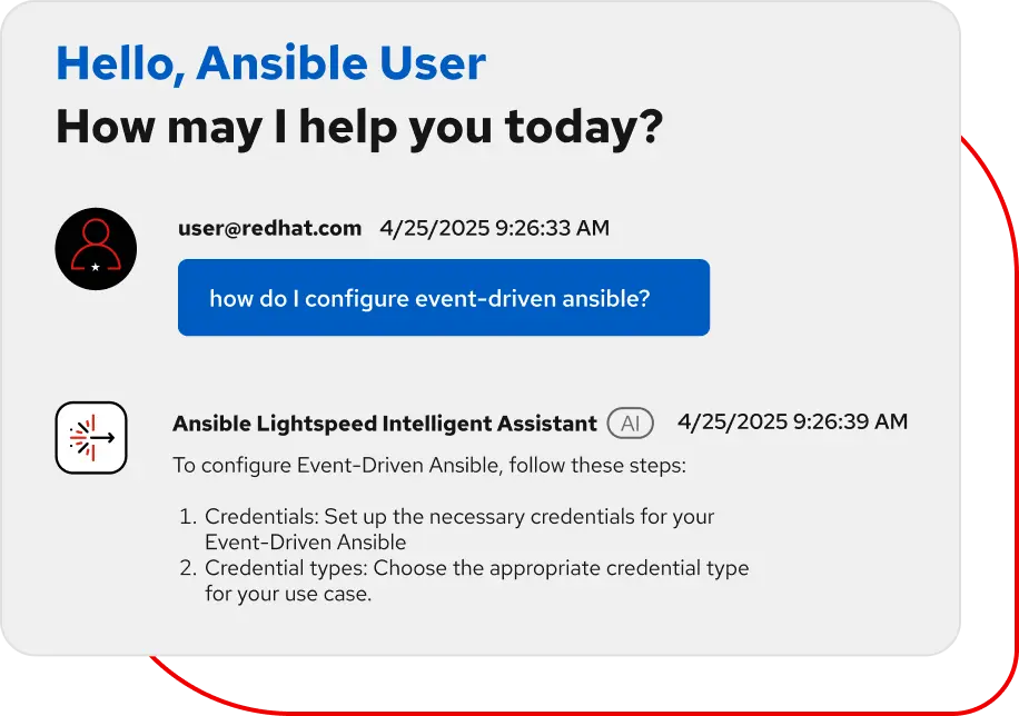 Ansible Lightspeed intelligent assistant screen