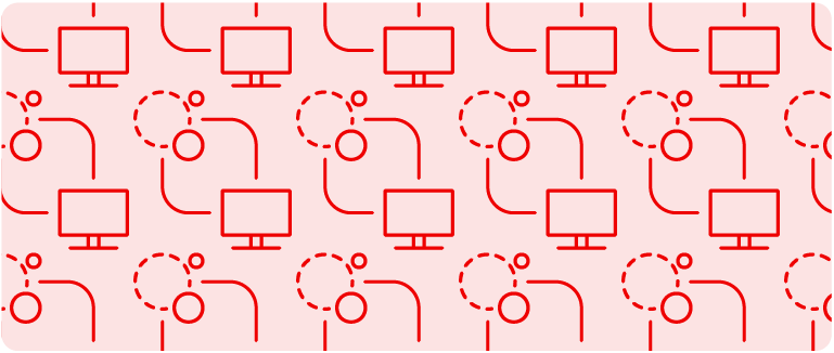 Repeating pattern illustration of bubbles and computer monitor connecting