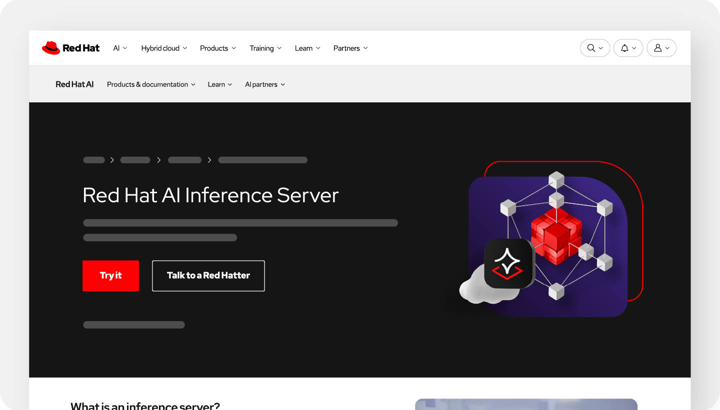 Red Hat AI Inference Server website hero 