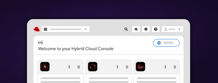 Snapshot of the Red Hat hybrid cloud console