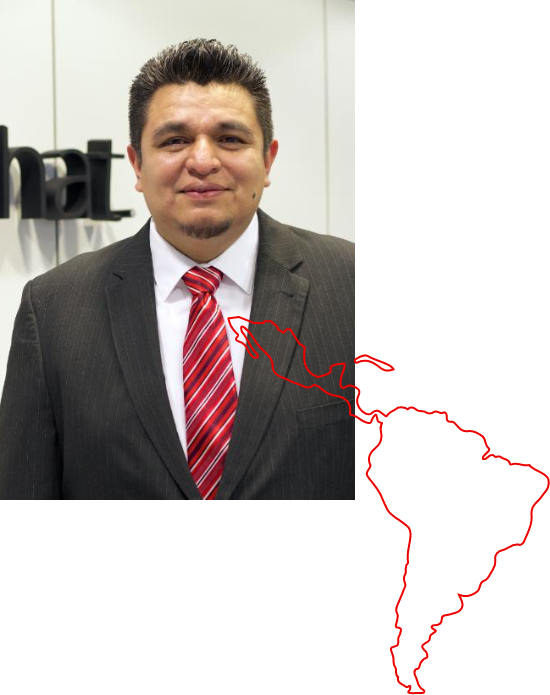 Associate photo over a map of Latin America