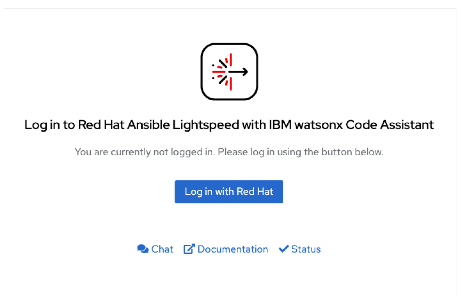Inicio de sesión en el servicio de Ansible Lightspeed