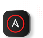 3D-Ansible-Symbol vor einem weißen Hintergrund mit rotem Punktmuster