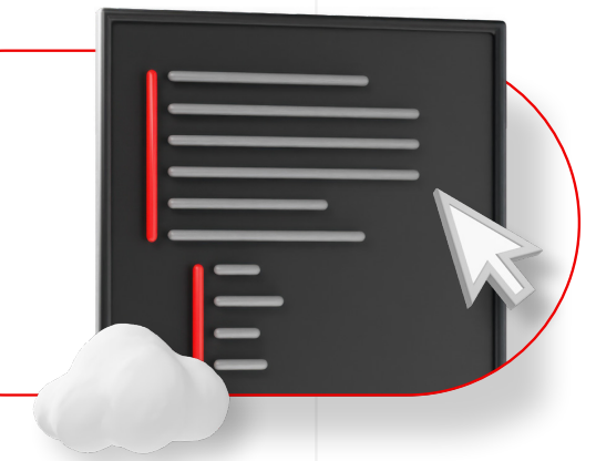 Dunkler Bildschirm, auf dem Codezeilen mit einem weißen Cursor, der auf den Bildschirm zeigt, und einem weißen Cloud-Symbol angezeigt werden