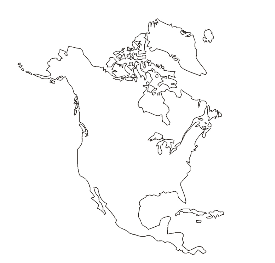 Outline map of North America