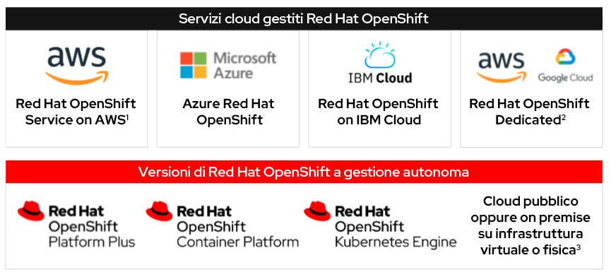Figura 1. Red Hat OpenShift: opzioni per il deployment