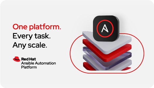 A social ad for Red Hat Ansible Automation Platform using 3d technology icon and platform artwork.