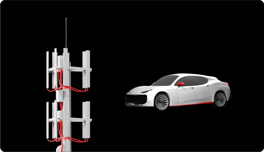 3d detailed models of a telco tower and car