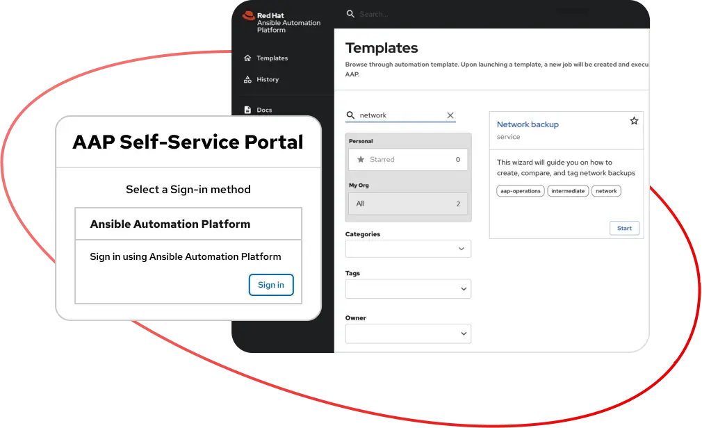 Self-service automation portal screen