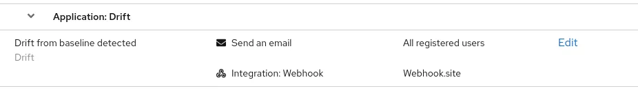 Notifications configuration for ‘Drift from baseline detected’ events