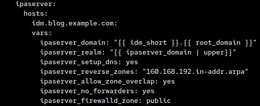 Automating IdM installation - server variable list