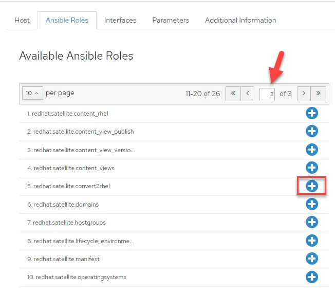 The Convert2RHEL roles is on the second page